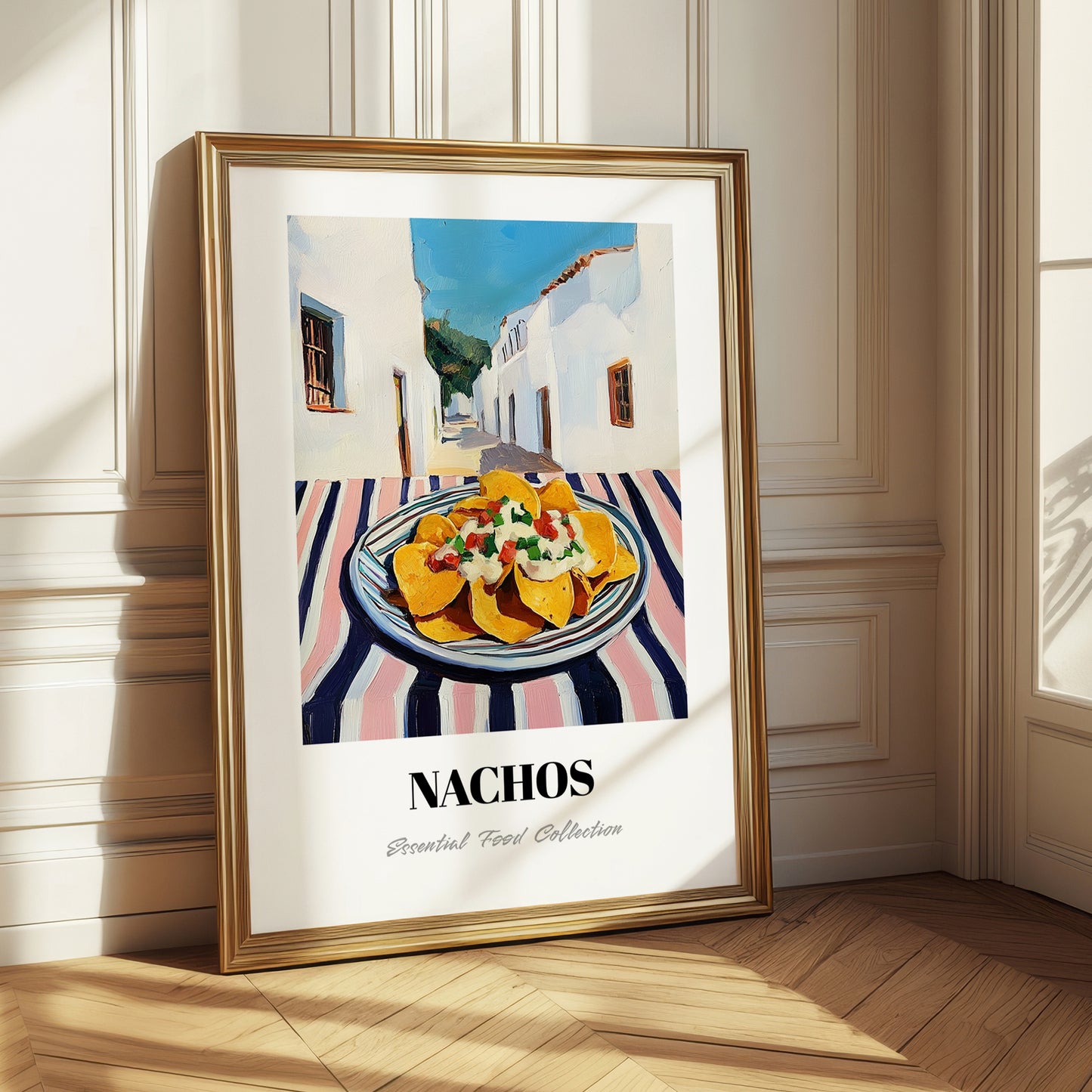 Nachos – White village Café on the Corner, Mexican Cheese Illustration 