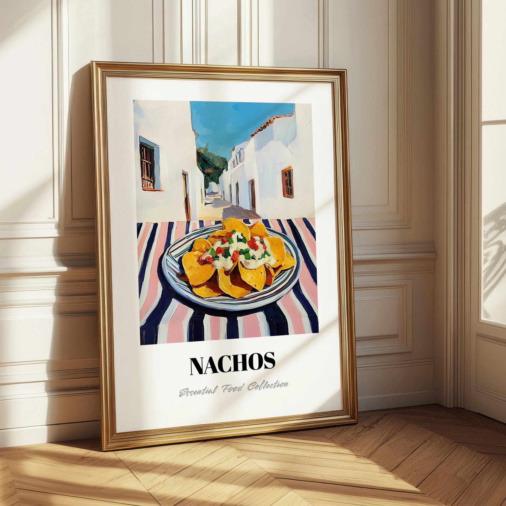 Nachos – White village Café on the Corner, Mexican Cheese Illustration 