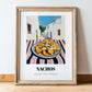 Nachos – White village Café on the Corner, Mexican Cheese Illustration, in wooden frame leaning on the floor