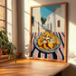 Nachos – White village Café on the Corner, Mexican Cheese Illustration, clean layout with no caption