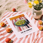 Guacamole – on Striped Tablecloth, Mexican Food Still Life, unframed on coastal sand