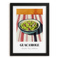 Guacamole – on Striped Tablecloth, Mexican Food Still Life, in sleek black frame