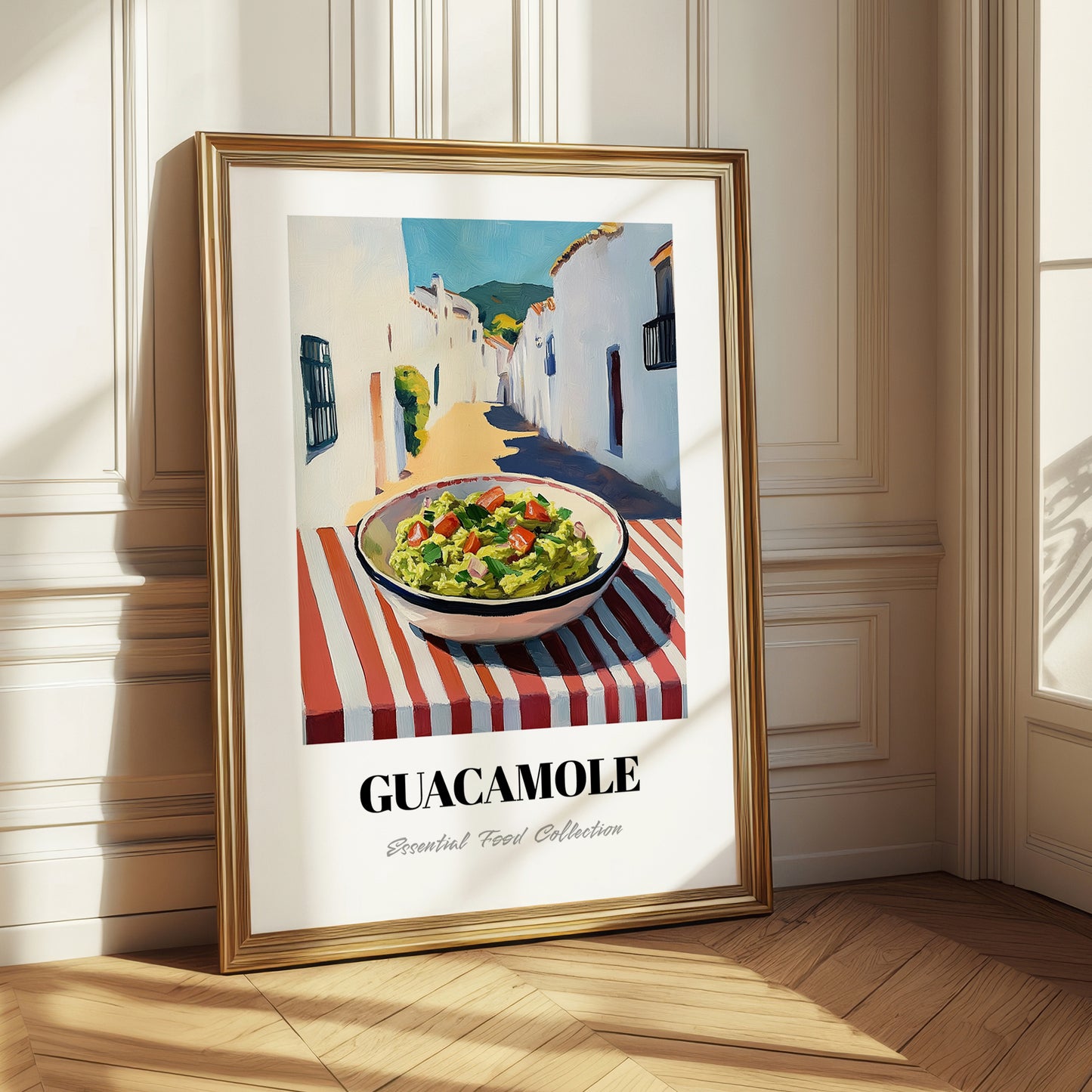 Guacamole – White village Outdoor Café Scene, Mexican Food Painting