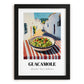 Guacamole – White village Outdoor Café Scene, Mexican Food Painting, in sleek black frame