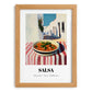 Salsa – White village Urban Café Scene, Mexican Food Illustration, set in oak frame