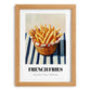 French Fries – on Striped Tablecloth, American Food Painting, set in oak frame