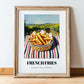French Fries – Hillside Café View, American Food Still Life, in wooden frame leaning on the floor