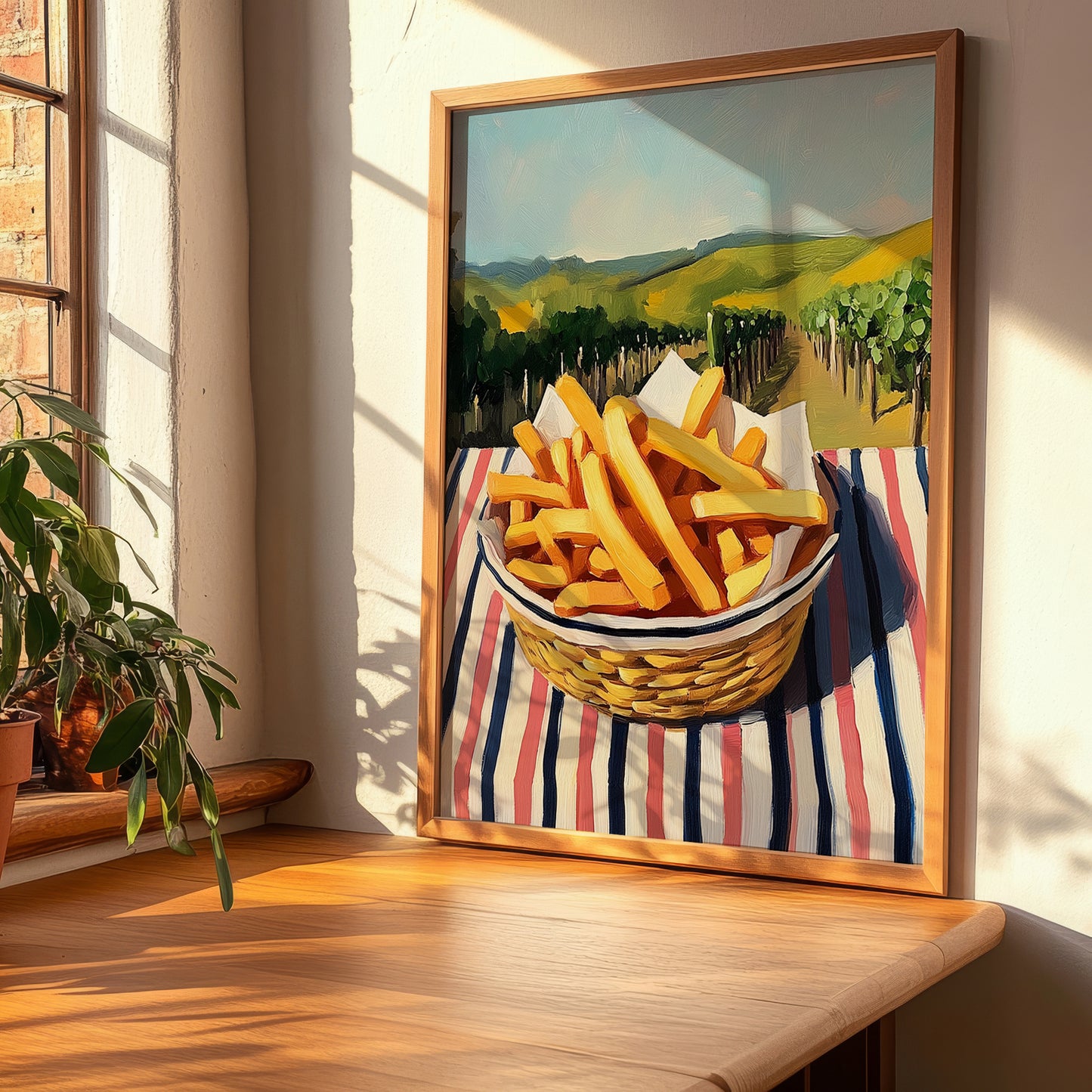 French Fries – Hillside Café View, American Food Still Life, clean layout with no caption