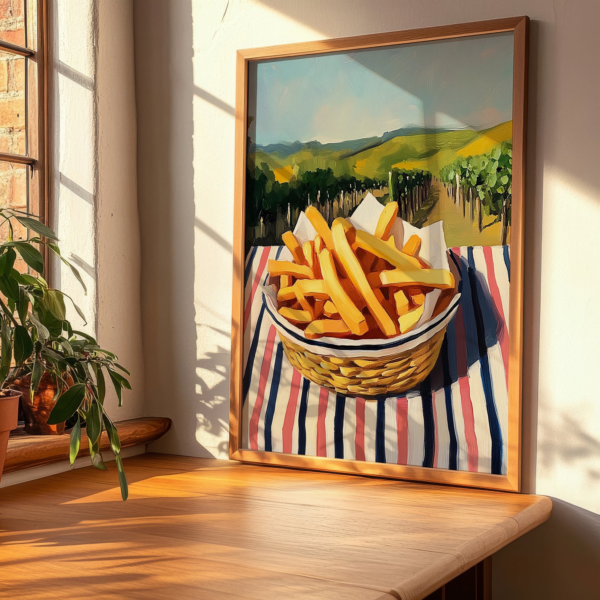 French Fries – Hillside Café View, American Food Still Life, clean layout with no caption