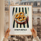 Onion Rings – on Striped Tablecloth, American Food Wall Art, styled in a charming Paris street view