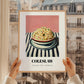 Coleslaw – on Striped Tablecloth, American Food Poster, styled in a charming Paris street view