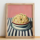 Coleslaw – on Striped Tablecloth, American Food Poster, no-text version framed in wood