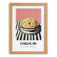 Coleslaw – on Striped Tablecloth, American Food Poster, set in oak frame