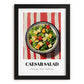 Caesar Salad – on Striped Tablecloth, American Food Wall Decor, in sleek black frame