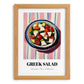 Greek Salad – on Striped Tablecloth, Greek Food Illustration, set in oak frame