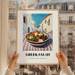 Greek Salad – White village Urban Café Scene, Greek Food Illustration, styled in a charming Paris street view