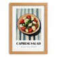 Caprese Salad – on Striped Tablecloth, Italian Food Print, set in oak frame