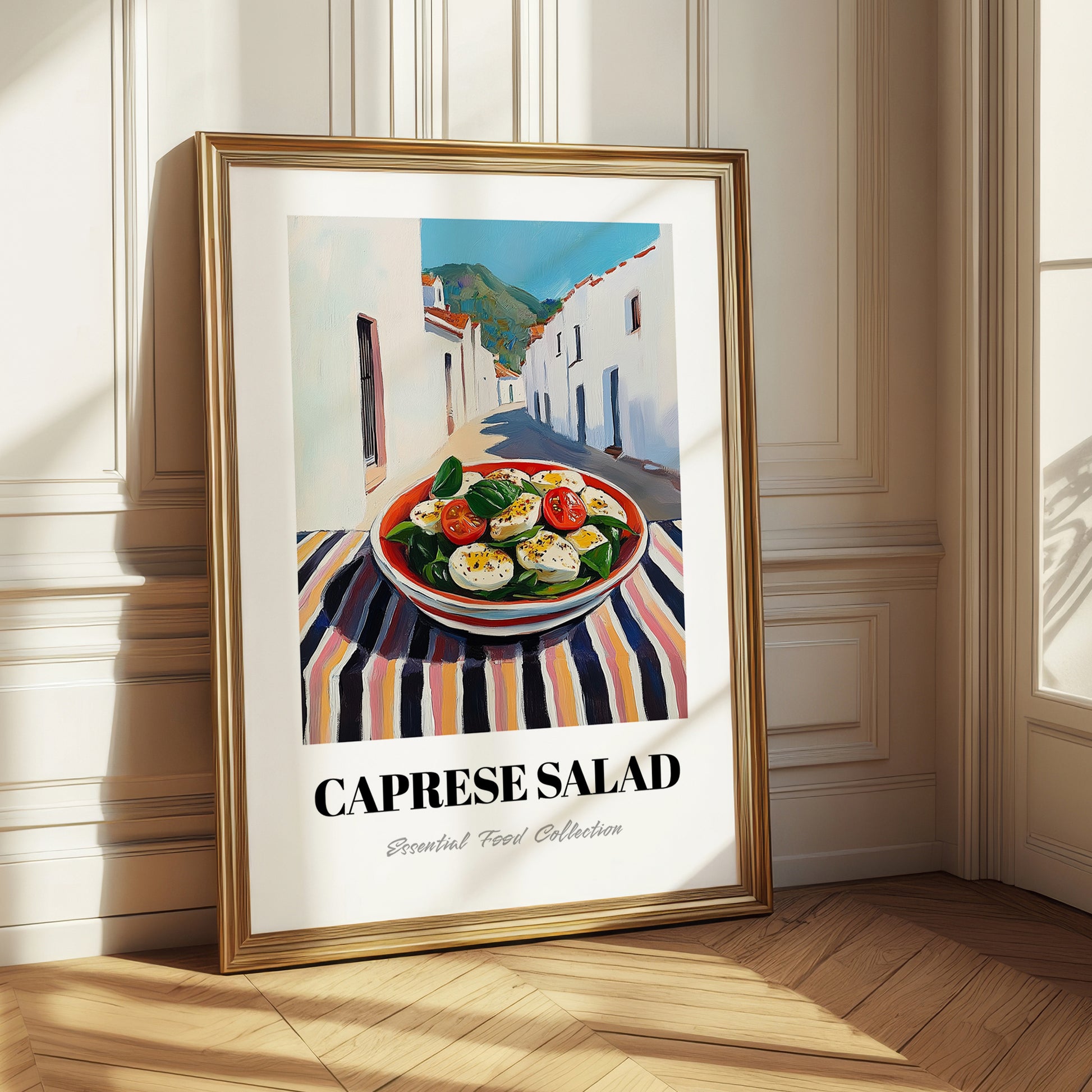 Caprese Salad – White village Urban Café Scene, Italian Food Wall Decor