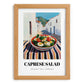 Caprese Salad – White village Urban Café Scene, Italian Food Wall Decor, set in oak frame