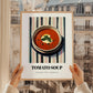 Tomato Soup – on Striped Tablecloth, American Food Art, styled in a charming Paris street view