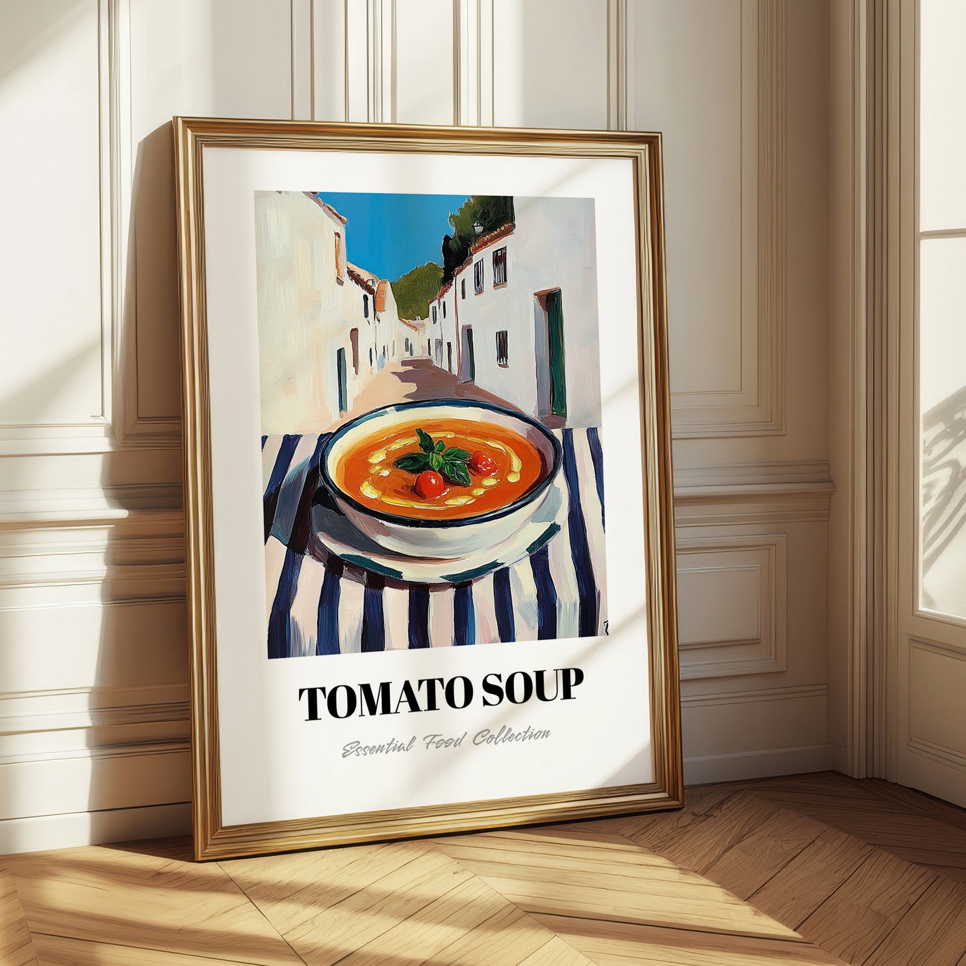 Tomato Soup – White village Outdoor Café Scene, American Food Still Life