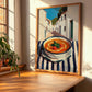 Tomato Soup – White village Outdoor Café Scene, American Food Still Life, clean layout with no caption