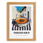 Tomato Soup – White village Outdoor Café Scene, American Food Still Life, set in oak frame