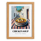 Chicken Soup – White village Urban Café Scene, American Food Painting, set in oak frame