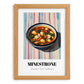 Minestrone – on Striped Tablecloth, Italian Food Wall Painting, set in oak frame