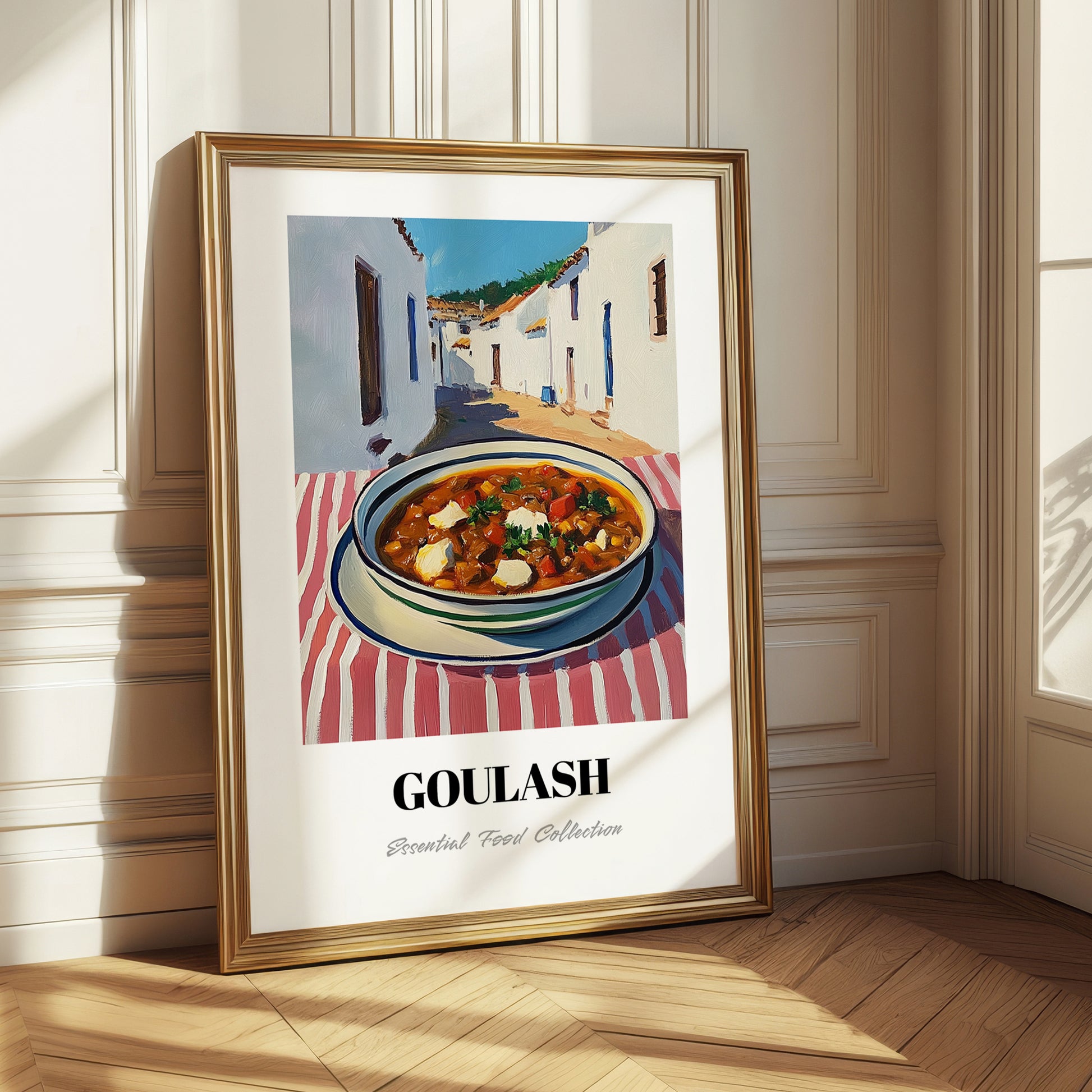 Goulash – White village Urban Café Scene, Hungarian Food Illustration
