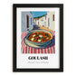 Goulash – White village Urban Café Scene, Hungarian Food Illustration, in sleek black frame