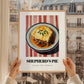 Shepherd’s Pie – on Striped Tablecloth, British Food Poster, styled in a charming Paris street view
