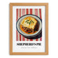Shepherd’s Pie – on Striped Tablecloth, British Food Poster, set in oak frame