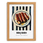 BBQ Ribs – on Striped Tablecloth, American Bbq Still Life, set in oak frame