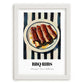 BBQ Ribs – on Striped Tablecloth, American Bbq Still Life, placed in minimal white frame
