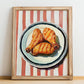 Fried Chicken – on Striped Tablecloth, American Food Still Life, no-text version framed in wood