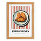 Fried Chicken – on Striped Tablecloth, American Food Still Life, set in oak frame
