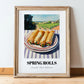 Spring Rolls – Hilltop Table Scene, Chinese Food Painting, in wooden frame leaning on the floor