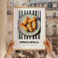 Spring Rolls – on Striped Tablecloth, Chinese Food Wall Decor, styled in a charming Paris street view