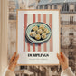 Dumplings – on Striped Tablecloth, Chinese Food Poster, styled in a charming Paris street view