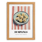 Dumplings – on Striped Tablecloth, Chinese Food Poster, set in oak frame