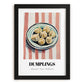 Dumplings – on Striped Tablecloth, Chinese Food Poster, in sleek black frame