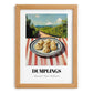 Dumplings – Hilltop Table Scene, Chinese Food Art, set in oak frame