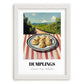 Dumplings – Hilltop Table Scene, Chinese Food Art, placed in minimal white frame