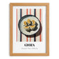 Gyoza – on Striped Tablecloth, Japanese Food Wall Art, set in oak frame