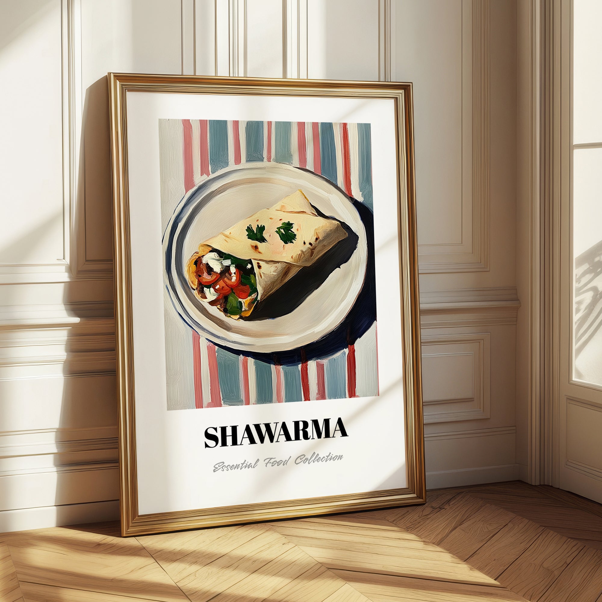 Shawarma – on Striped Tablecloth, Middle Food Print
