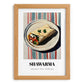 Shawarma – on Striped Tablecloth, Middle Food Print, set in oak frame