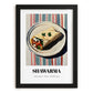 Shawarma – on Striped Tablecloth, Middle Food Print, in sleek black frame