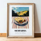 Shawarma – Hilltop Café Scene, Middle Food Wall Art, in wooden frame leaning on the floor