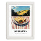 Shawarma – Hilltop Café Scene, Middle Food Wall Art, placed in minimal white frame